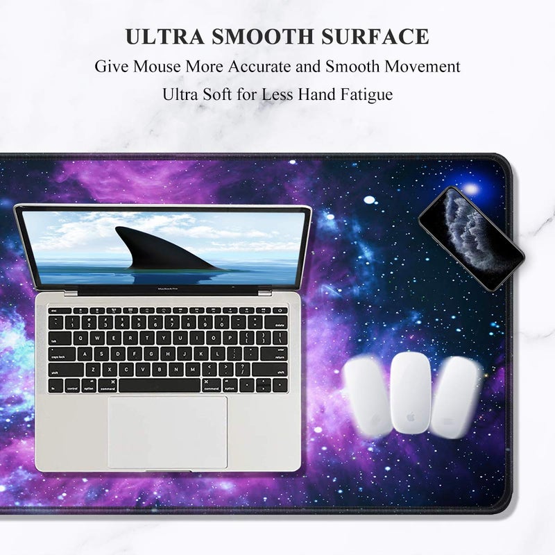 Auhoahsil Large Gaming Mouse Pad, Galaxy Theme XXL 35.4 x 15.7 in Desk Pad Stitched Non-Slip Rubber Long Computer Mousepad Thin Extended Full Size Desk Mat for Desktop, Laptop, Wireless Mice, Purple - Image 3